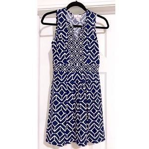 🆕 Jude Connally Sleeveless Navy & White Geometric Dress / Size: XS